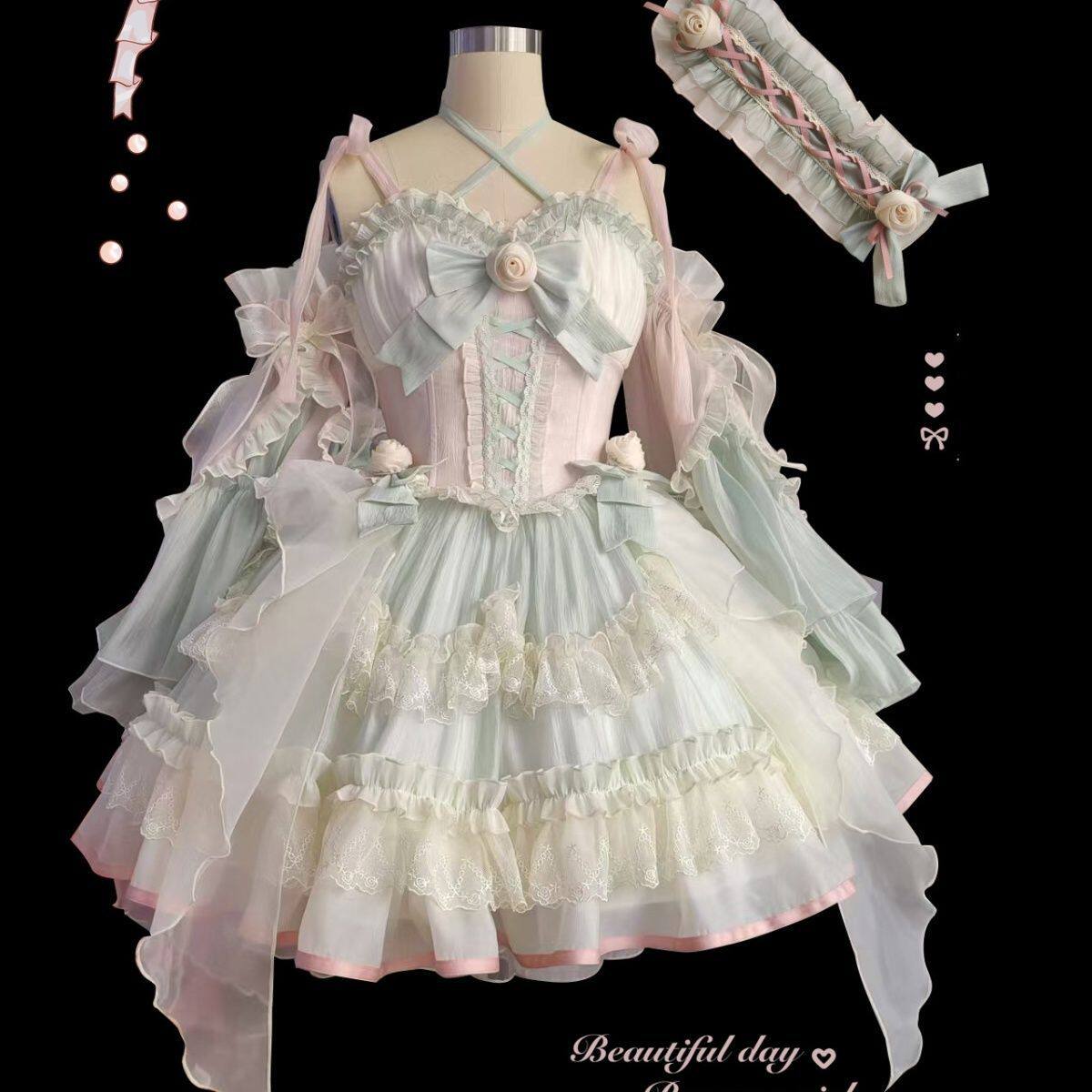 泡泡熊原创设计Lolita洛丽塔Lo裙仙女风甜美公主连衣裙