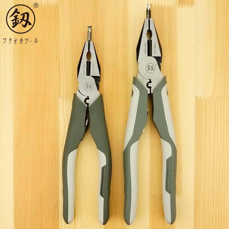 福冈工具 多功能两用8寸钢丝钳压线批头款老虎钳电工钳子FO-1303A