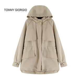Giorgio1 Tommy 女式 春款 风衣连帽8507 中款 花花严选