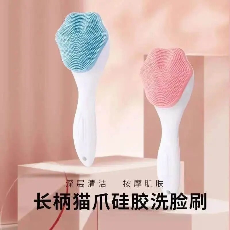 新品硅胶猫爪手柄洗脸刷新款包装手动洗脸刷硅胶洁面清洁肌肤