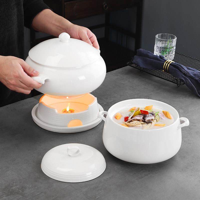 防烫汤锅汤碗酒店餐厅家用大号陶瓷带盖汤煲加热蜡烛保温明炉餐具,厨房/烹饪用具,炖锅/炖煲/汤煲,淘宝优惠券,粉丝福利购,淘宝优惠卷