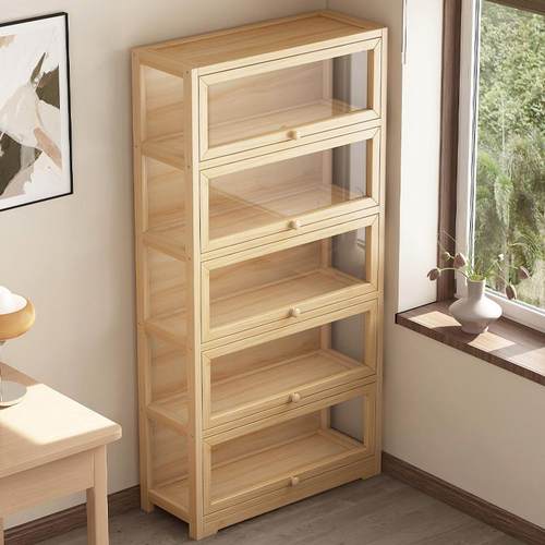 实木书柜家用书柜带柜门落地儿童置物架一体靠墙阅读亚克力书