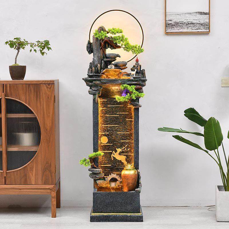 新中式流水喷泉家居客厅落地装饰摆件酒店办公室内景观开业送礼品