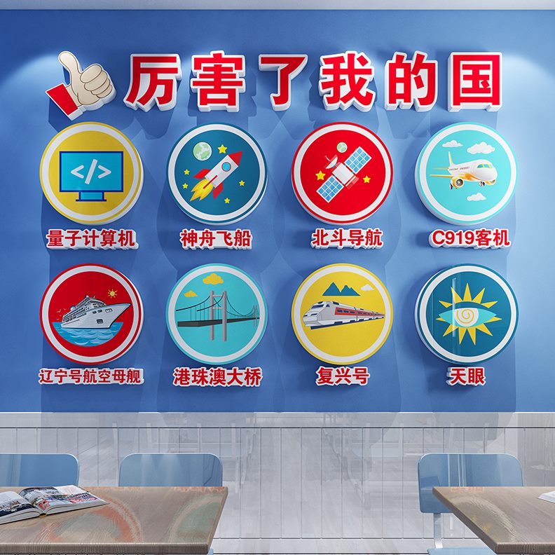 幼儿园爱国科技宣传墙贴小学教室画环主题班级布置成品装饰创教育