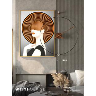 现代新中式餐厅装饰钟简约饭厅墙面创意挂钟组合壁画客厅时尚挂画