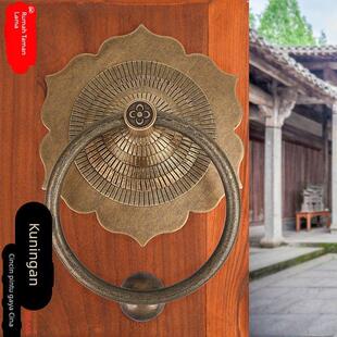 大拉手中式装饰黄铜配件铁门推拉彷古铜明装覆古对开把手老式门环