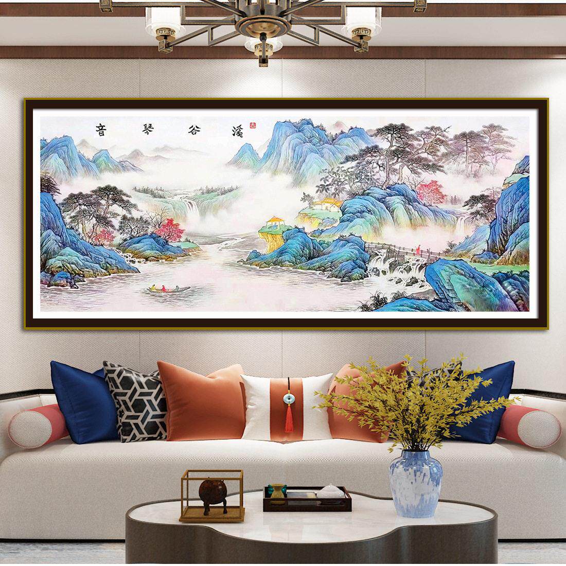 十字绣2025新款客厅装饰画溪谷琴音山水画刺绣高端大气手工自己绣