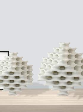 北欧摆件3D打印方形陶瓷工艺品售楼部样板间展示架装饰品摆设创意