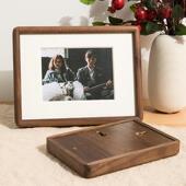 覆古黑胡桃榫卯相框摆台精致6寸7 8寸实木宝宝儿童相簿框桌面摆件
