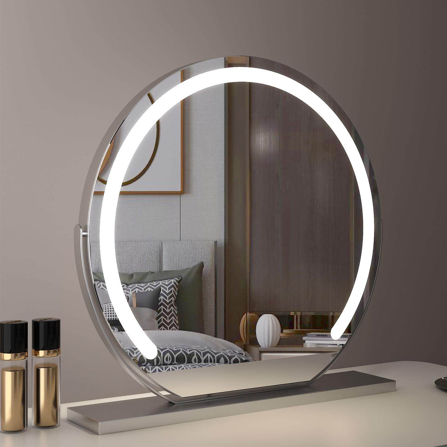 高清led化妆镜子带灯梳妆镜台式桌面智能家用简约主卧室网红大号