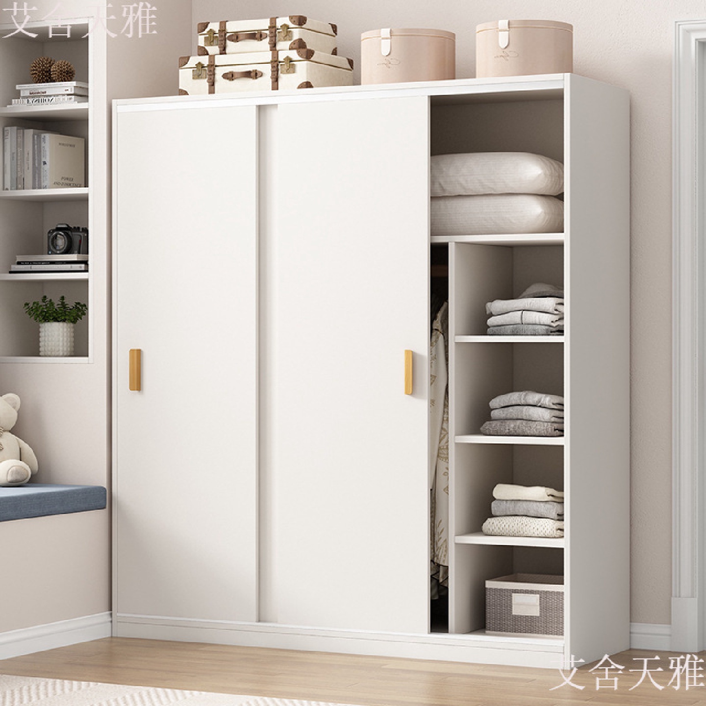 衣柜家用卧室出租房用推拉门经济型简易组装小户型实木质儿童衣橱