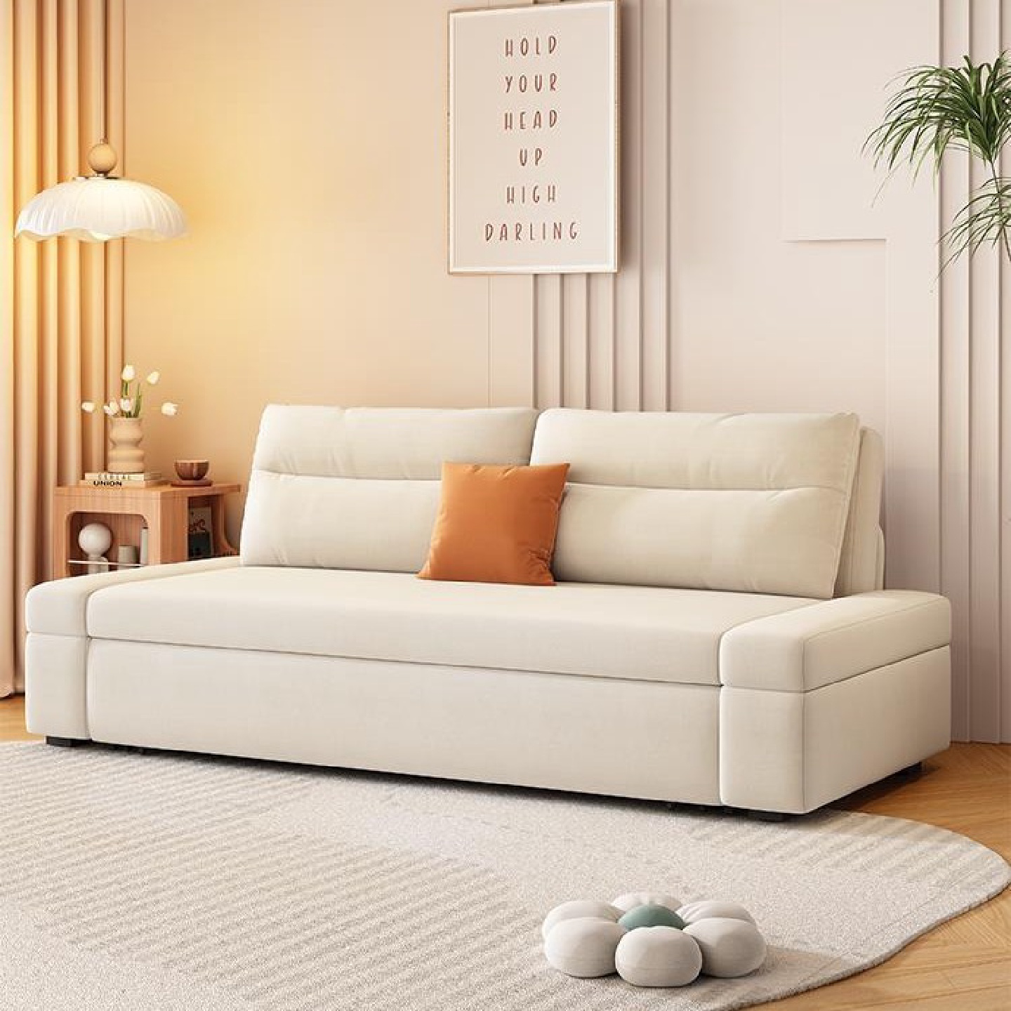 奶油沙发床伸缩两用2024网红新款客厅小户型双人书房多功能可折叠