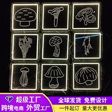 手举牌霓虹灯diy亚克力透明阴雕发光摆摊氛围灯装饰造型灯标识牌