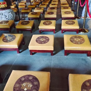 大佛寺拜佛凳狮脚磕头拜凳打坐垫跪拜实木禅修垫家用蒲团拜佛跪垫
