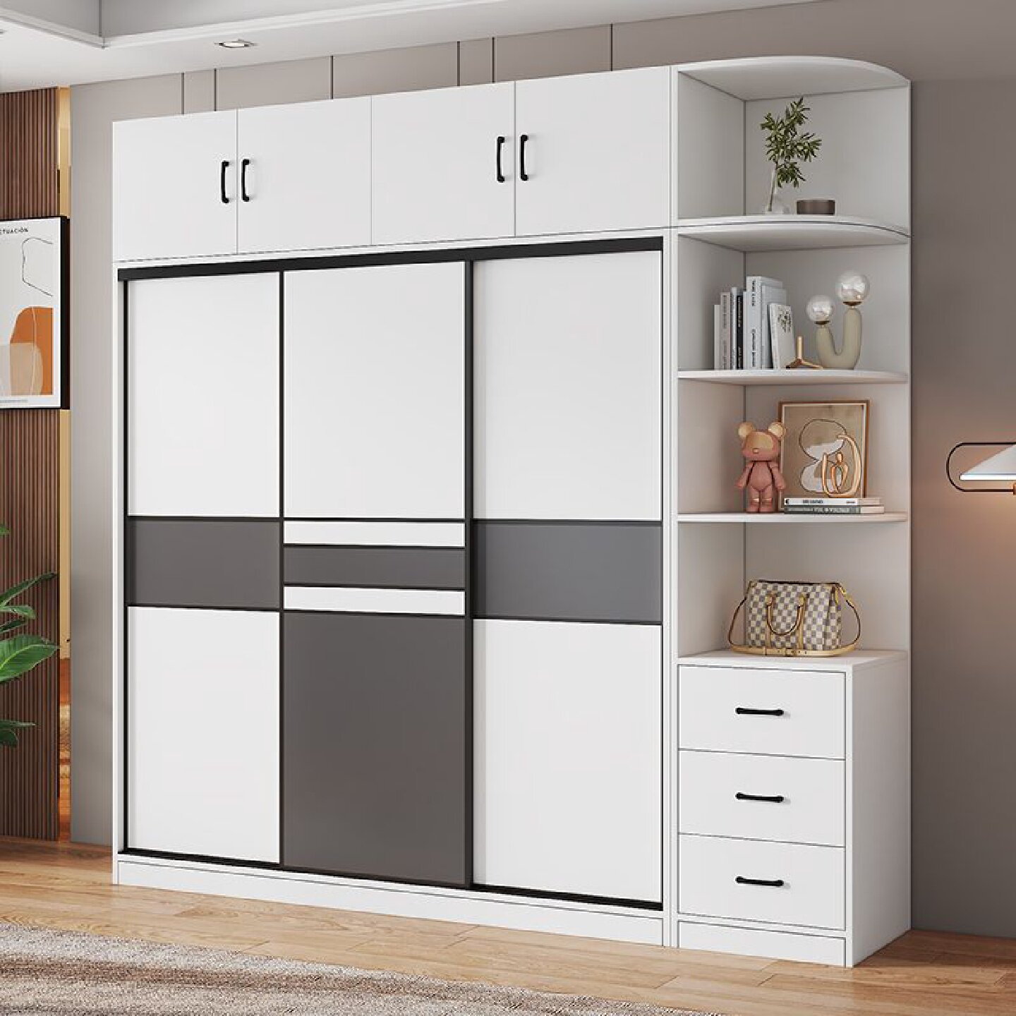 衣柜家用卧室出租房用儿童推拉门木质柜子小户型简易大衣橱