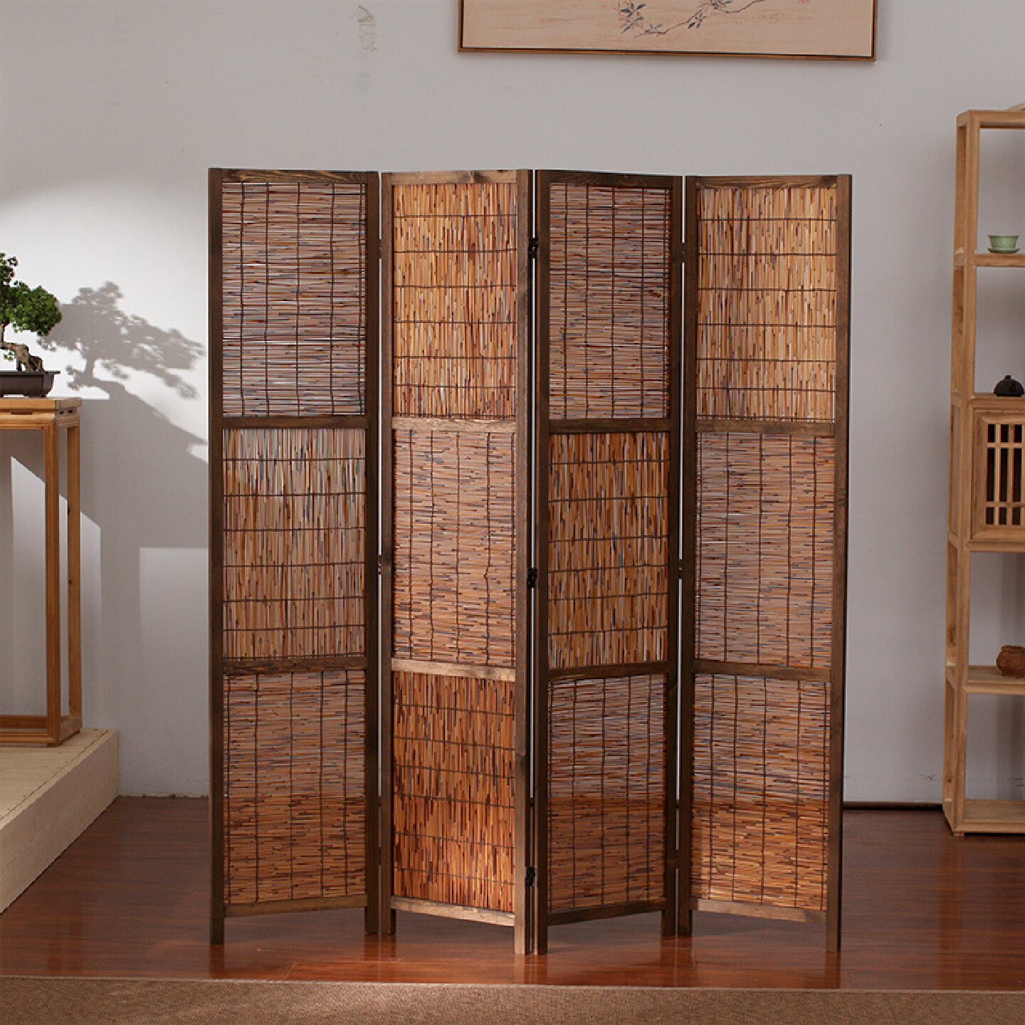 简易屏风隔断客厅折叠移动折屏简约现代复古风美式乡村装饰隔断墙