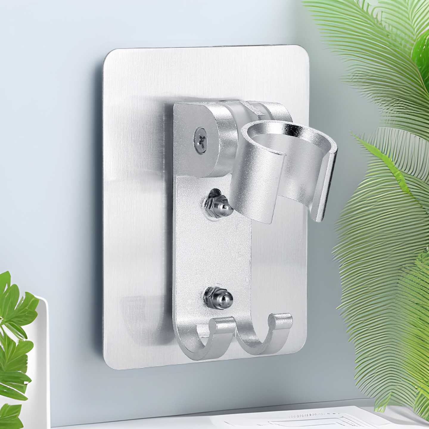 太空铝免打孔万向固定座可调浴室淋浴免钉花洒喷头支架花洒座