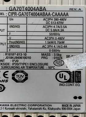 议价安川变频器，CIPR-GA70T4004ABAA-CAAAA