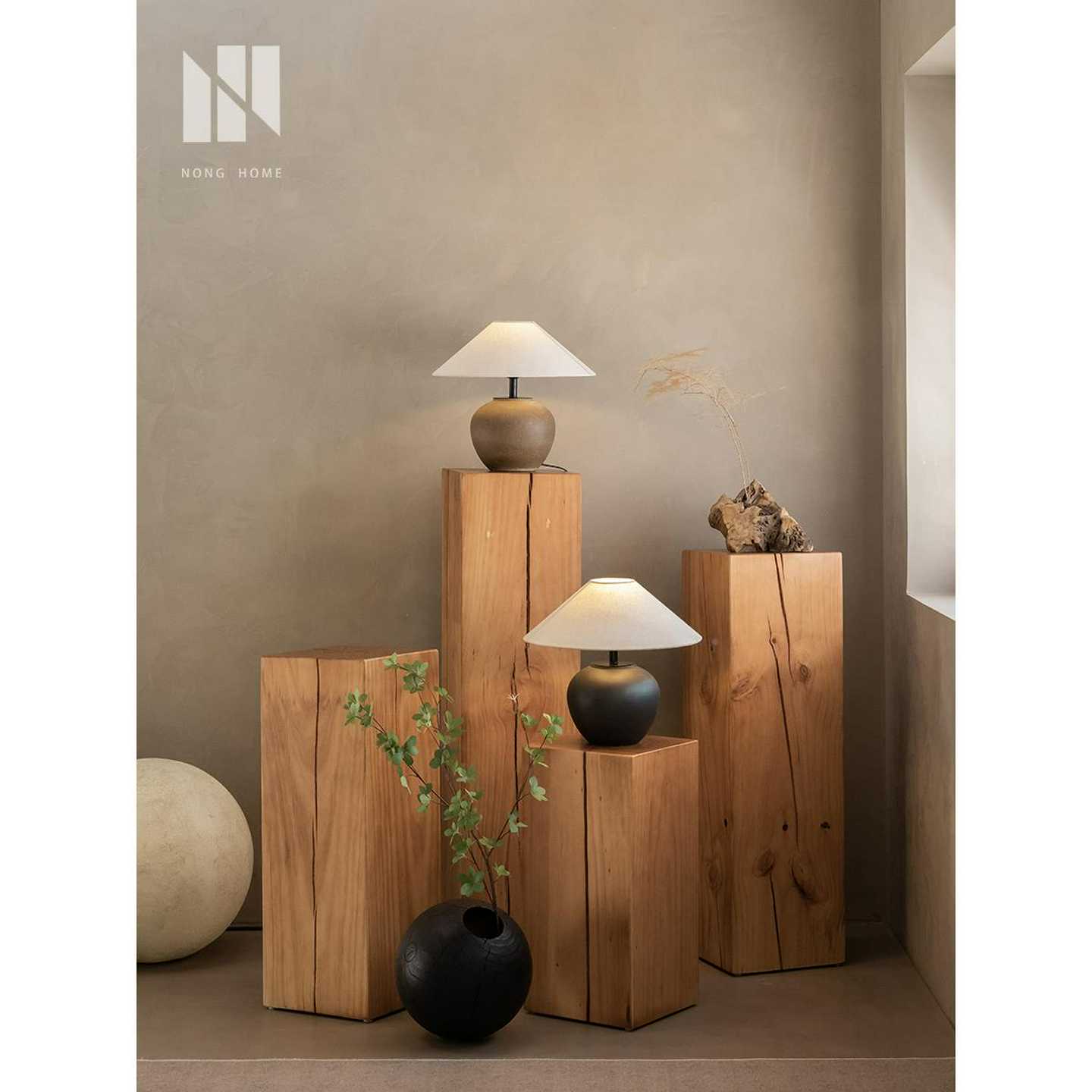 A12原木根雕花架沙边几202411侘落实地发木头装饰寂风木墩子树桩