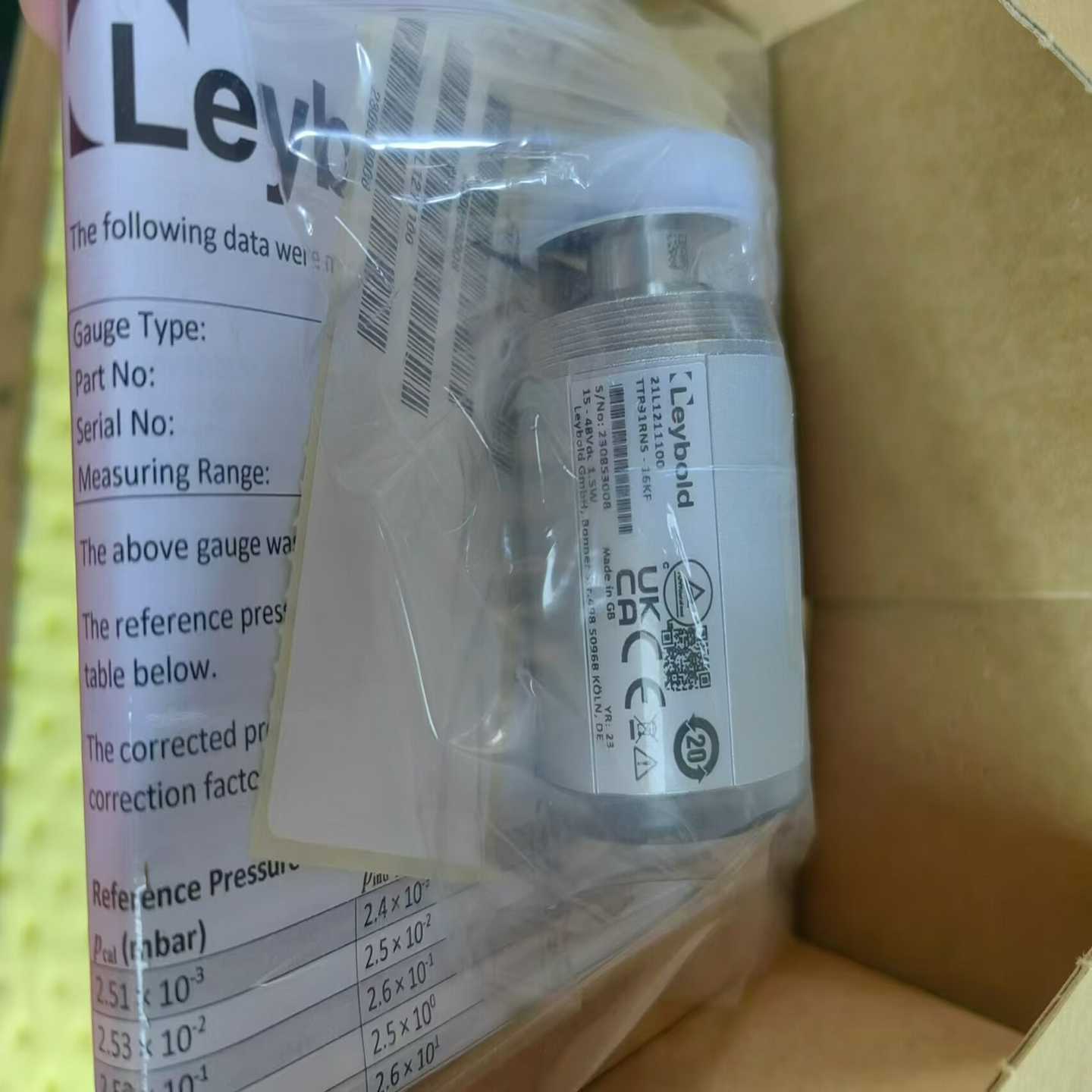 莱宝TTR91RNS-16KF真空计，全新未拆封，带原包装盒--议价商品