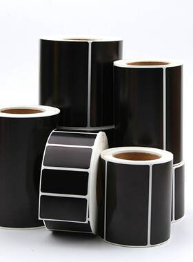 黑色合成纸标签纸100*8060403070X502010条码打印机白色碳