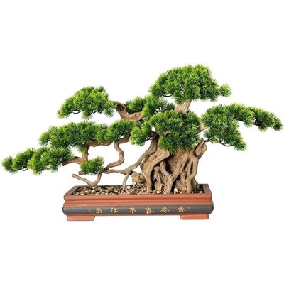 新中式仿真迎客松摆件玄关客厅崖柏假罗汉盆景美人松绿植物造景