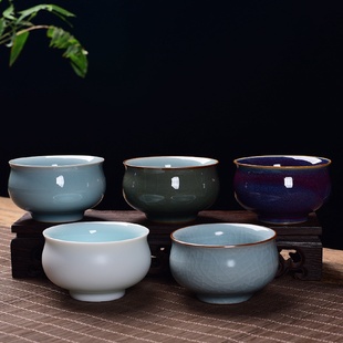 五大名窑陶瓷主人杯汝窑开片可养大单杯品茗杯禅定杯