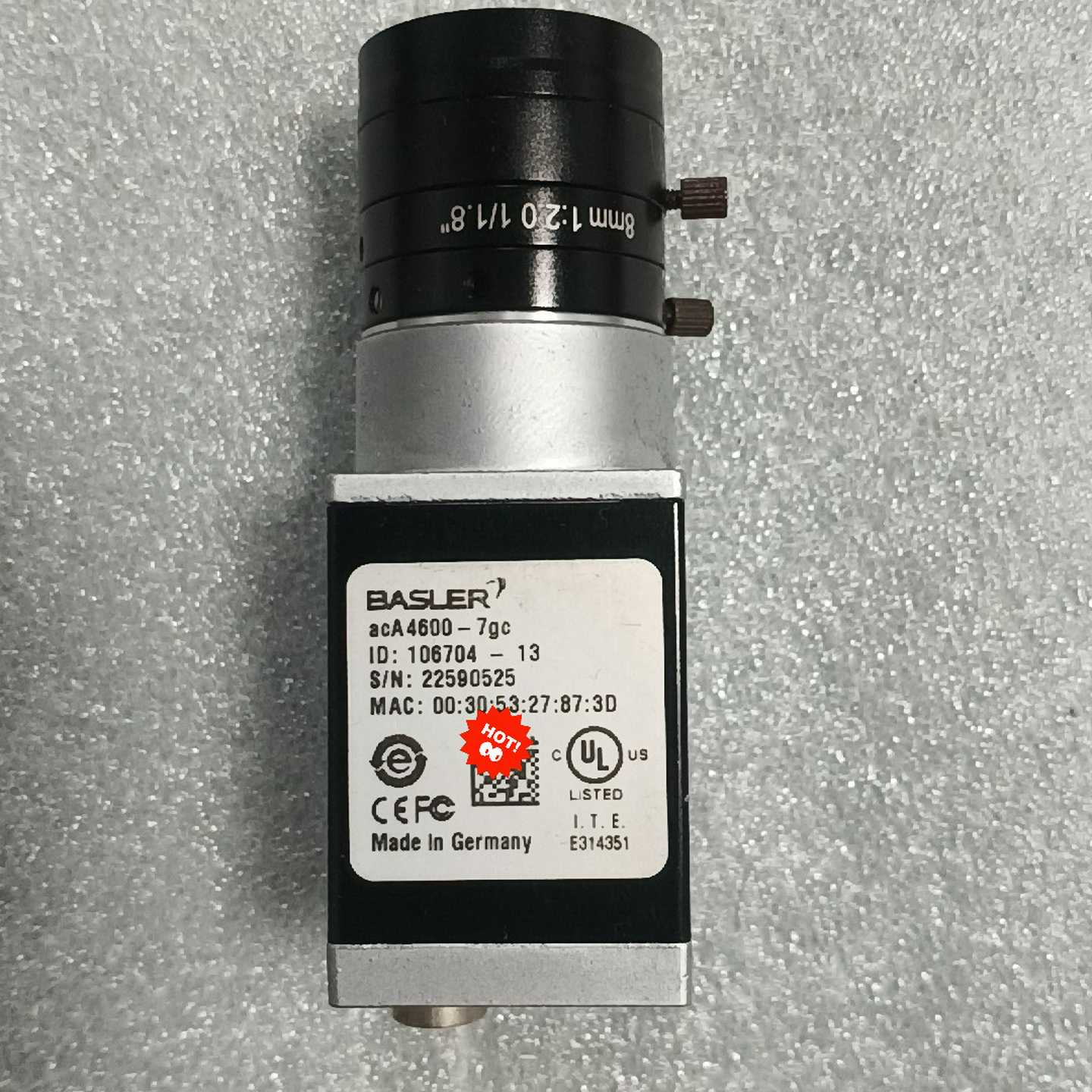 巴斯勒工业相机acA4600-7gc，带镜头实物图，功能包