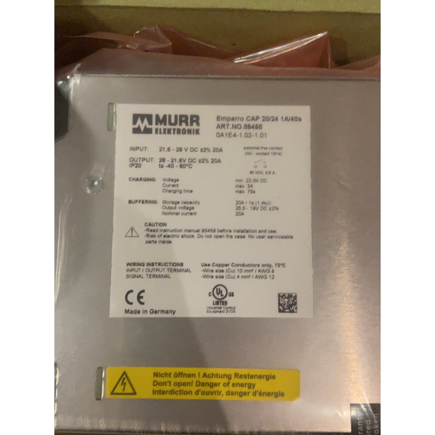 售前询价Murr emparro cap 2024 1a40s