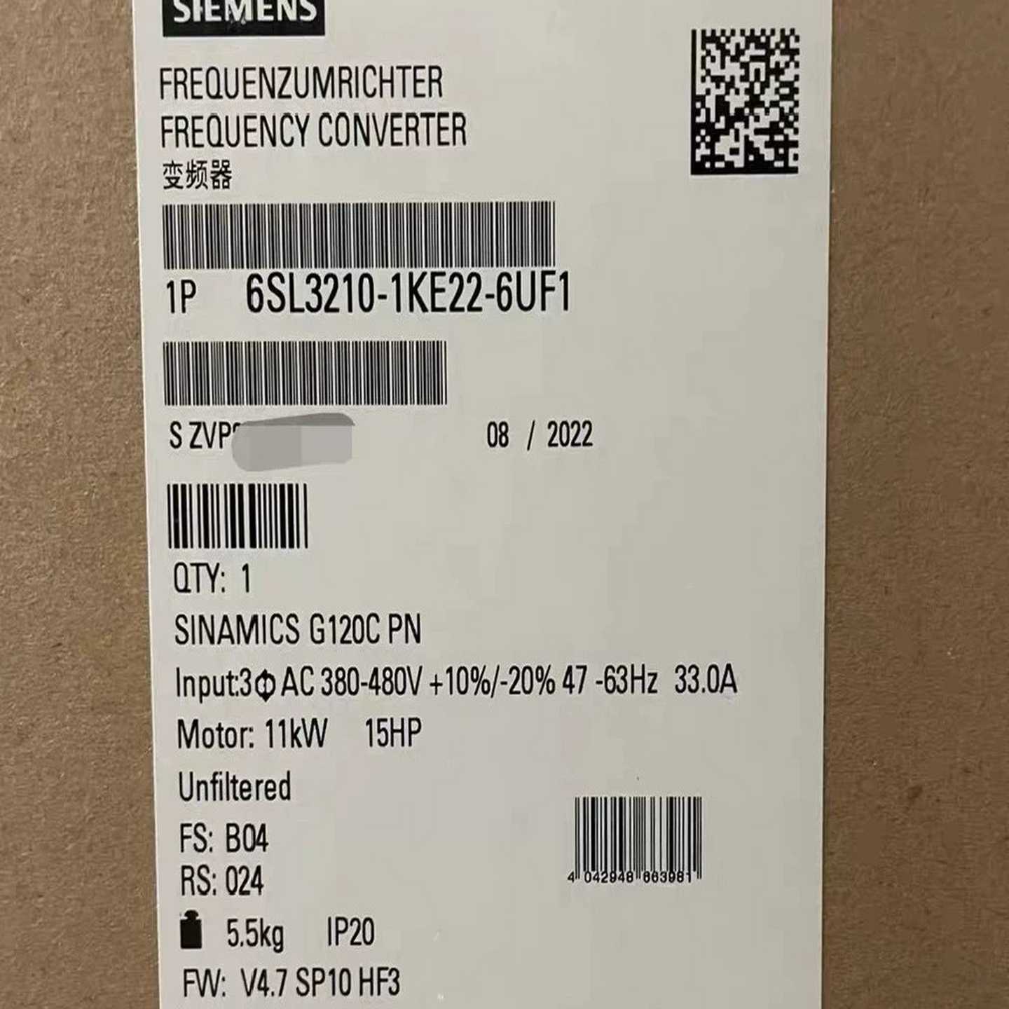 全新原装正品6SL3210-1KE22-6UF1西门子SIN--议价商品