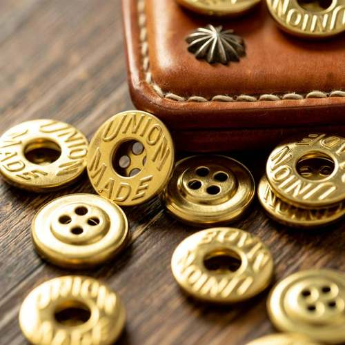 覆古咔叽纯黄铜UNIONMADE手工缝线四眼纽扣背带扣配用1套6个装