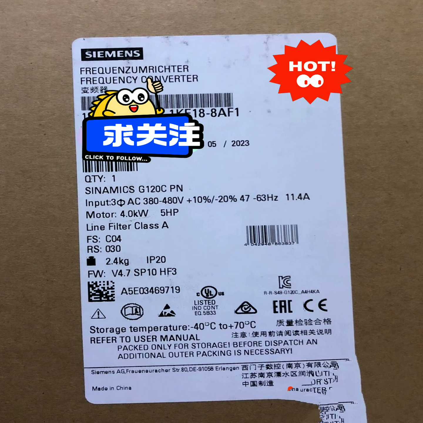 G120C变频器6SE3210-1KE18-8FA1询价