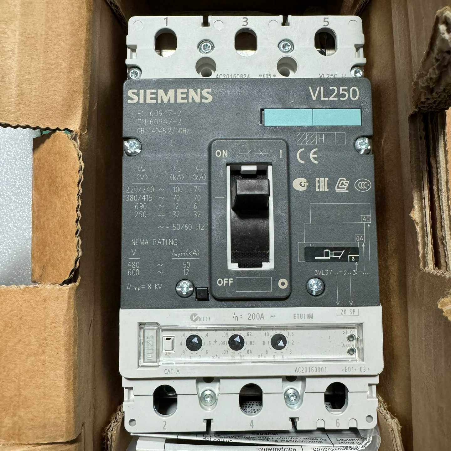 断路器VL250 3P 200A 3VL372~询价