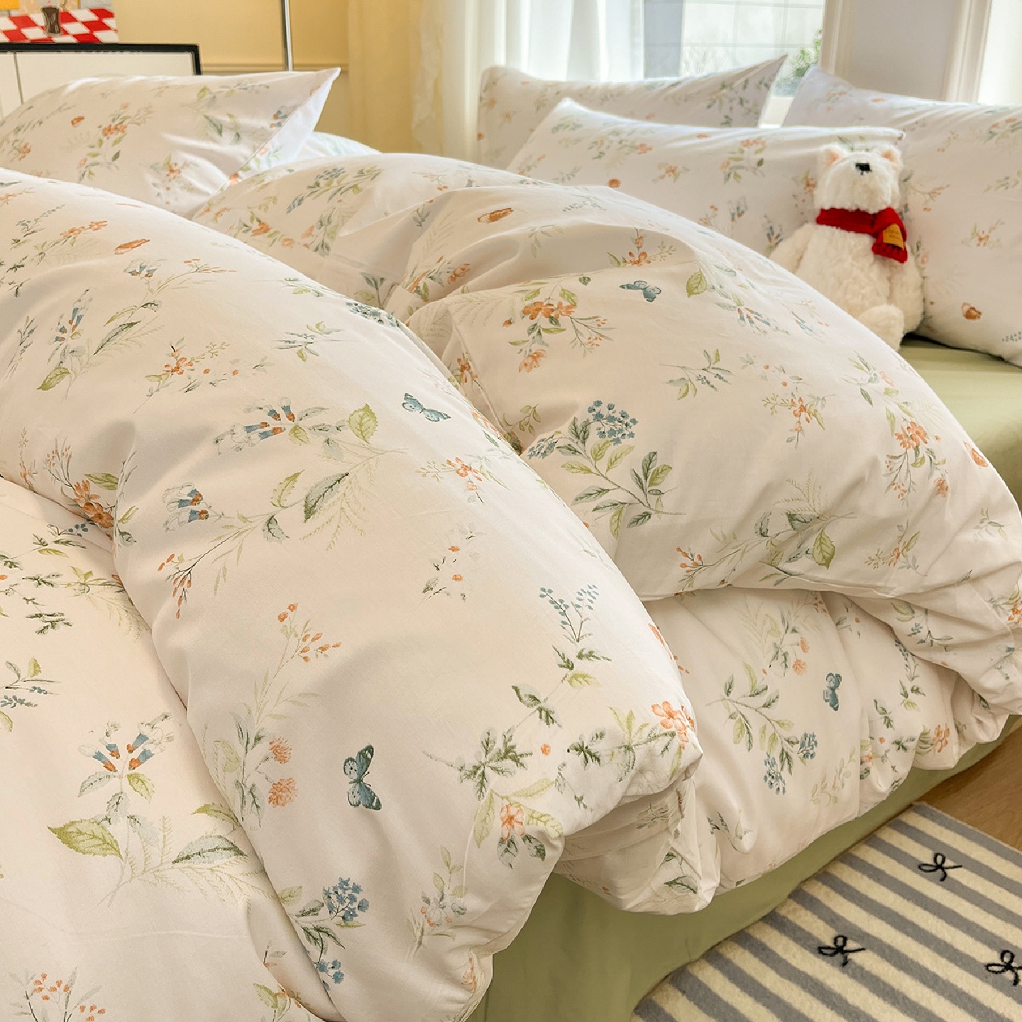 全棉小清新床上四件套纯棉2024新款加厚全棉被套床单三件套笠床品