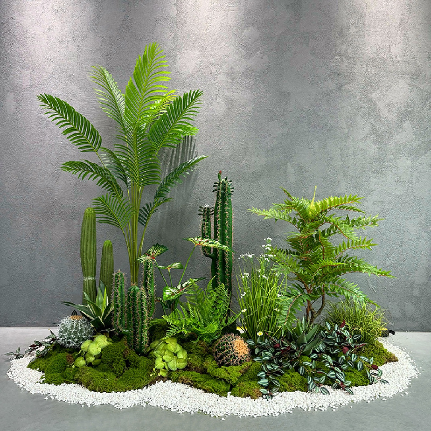 室内仿真植物造景组合高级轻奢商场橱窗假绿植软装景观散尾葵旅人