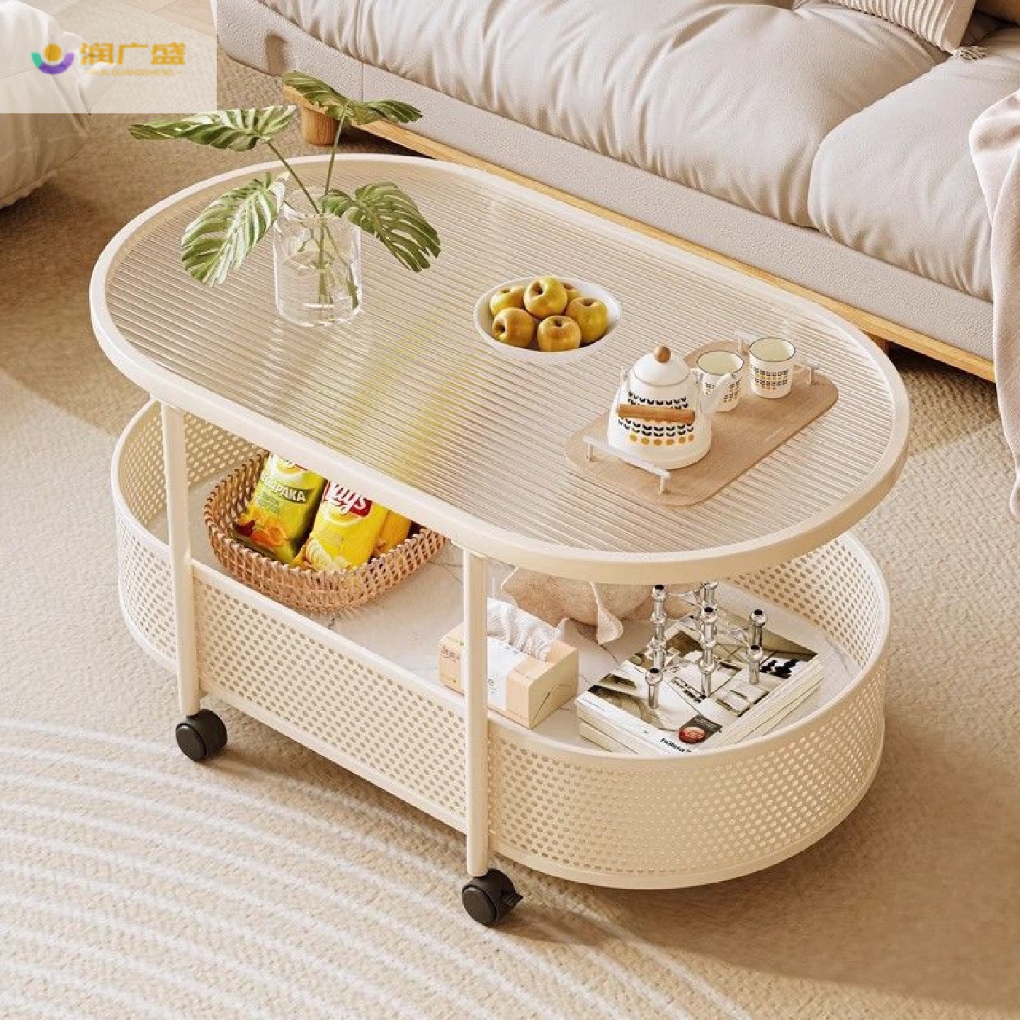 简约现代奶油风边几桌可移动角几茶几小户型沙发侧边柜零食小推车
