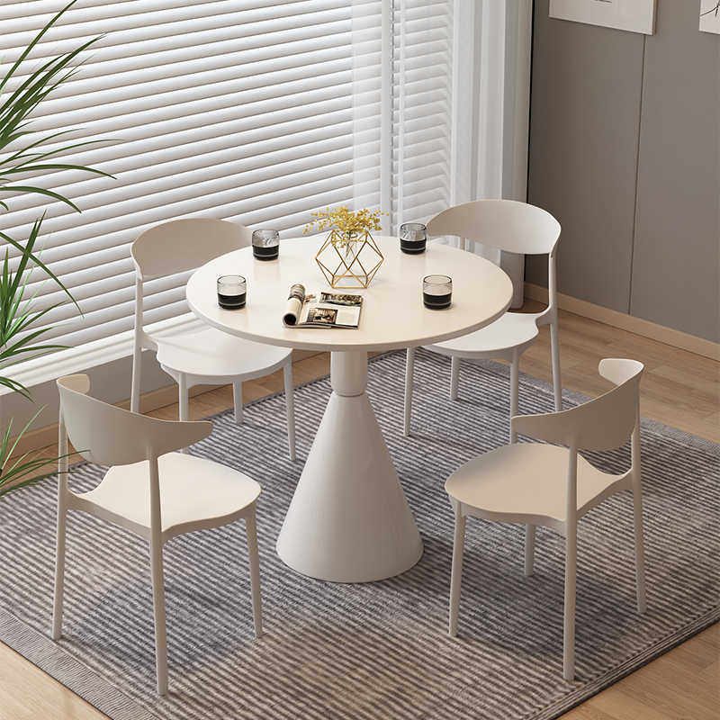 奶油风小圆桌奶茶店会客洽谈桌椅组合桌子餐椅用小公寓租房