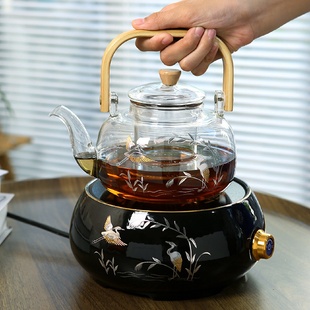 办公耐高温陶瓷外壳养生煮茶壶蒸煮茶器家用 电陶炉玻璃茶炉套装