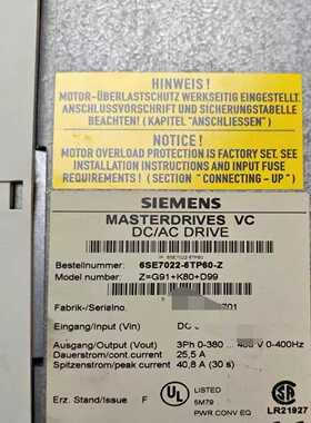 西门子原装拆机6SE70伺服驱动器6SE7022-6TP60--议价商品