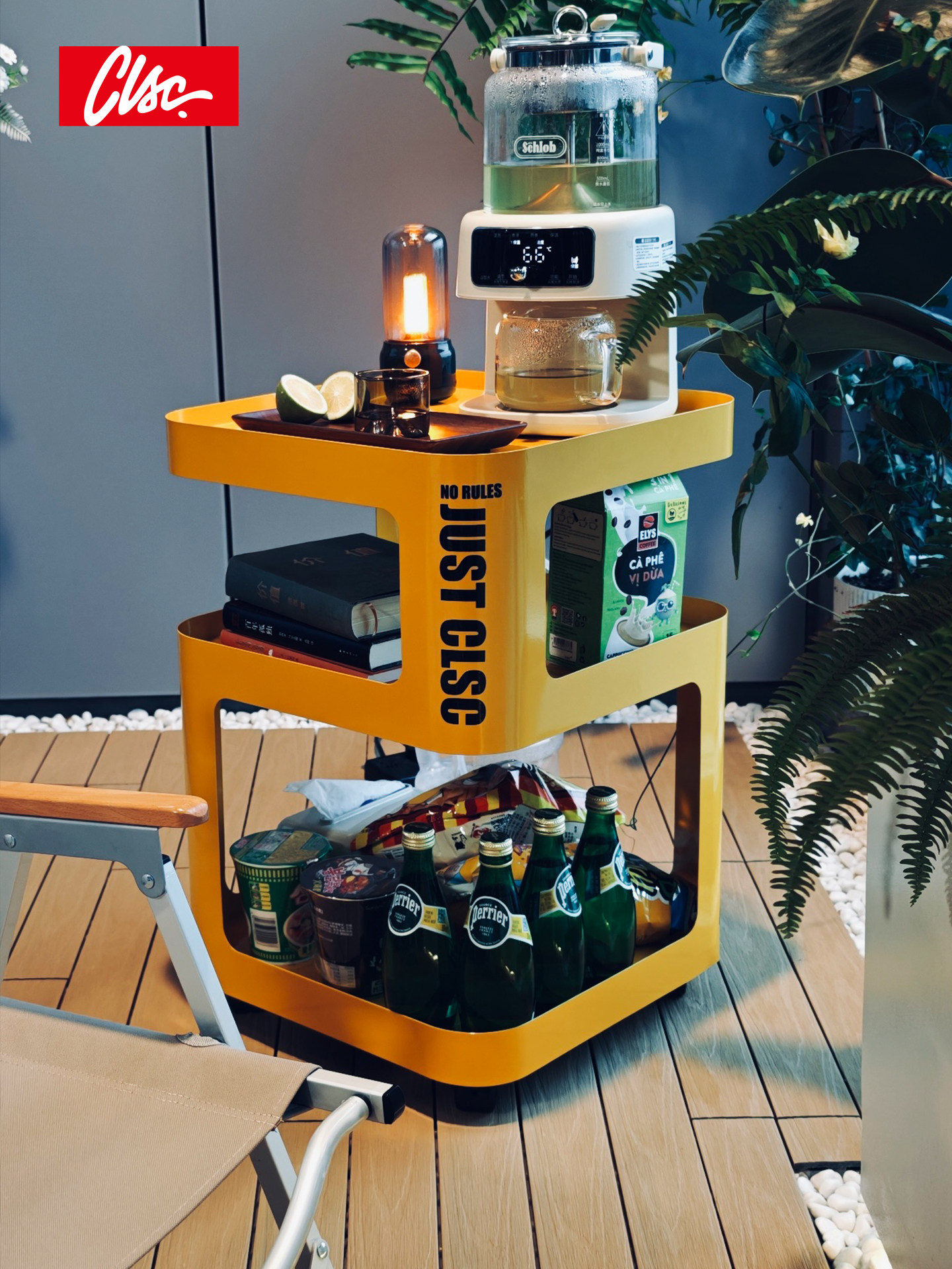 CLSC阳台桌小户型可移动铁艺茶几泡茶桌零食饮料收纳多巴胺小桌子