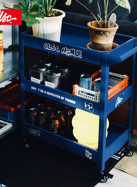 CLSC小推车置物架工业风铁艺创意收纳零食绿植置物架客厅移动推车