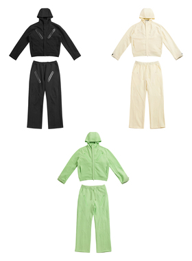 MINGSENZHOU“311”系列黑杏绿压胶口袋卫衣卫裤运动套装