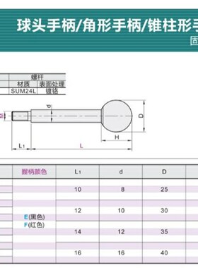 手柄 球头型 固定型HAC06-M6 8 10 12-63 80 100 125 160 200-E F