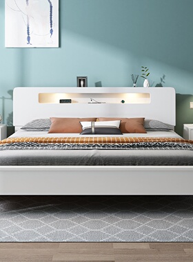 多功能实木床白色现代简约1.35单人1.2m轻奢高箱储物床收纳床抽屉