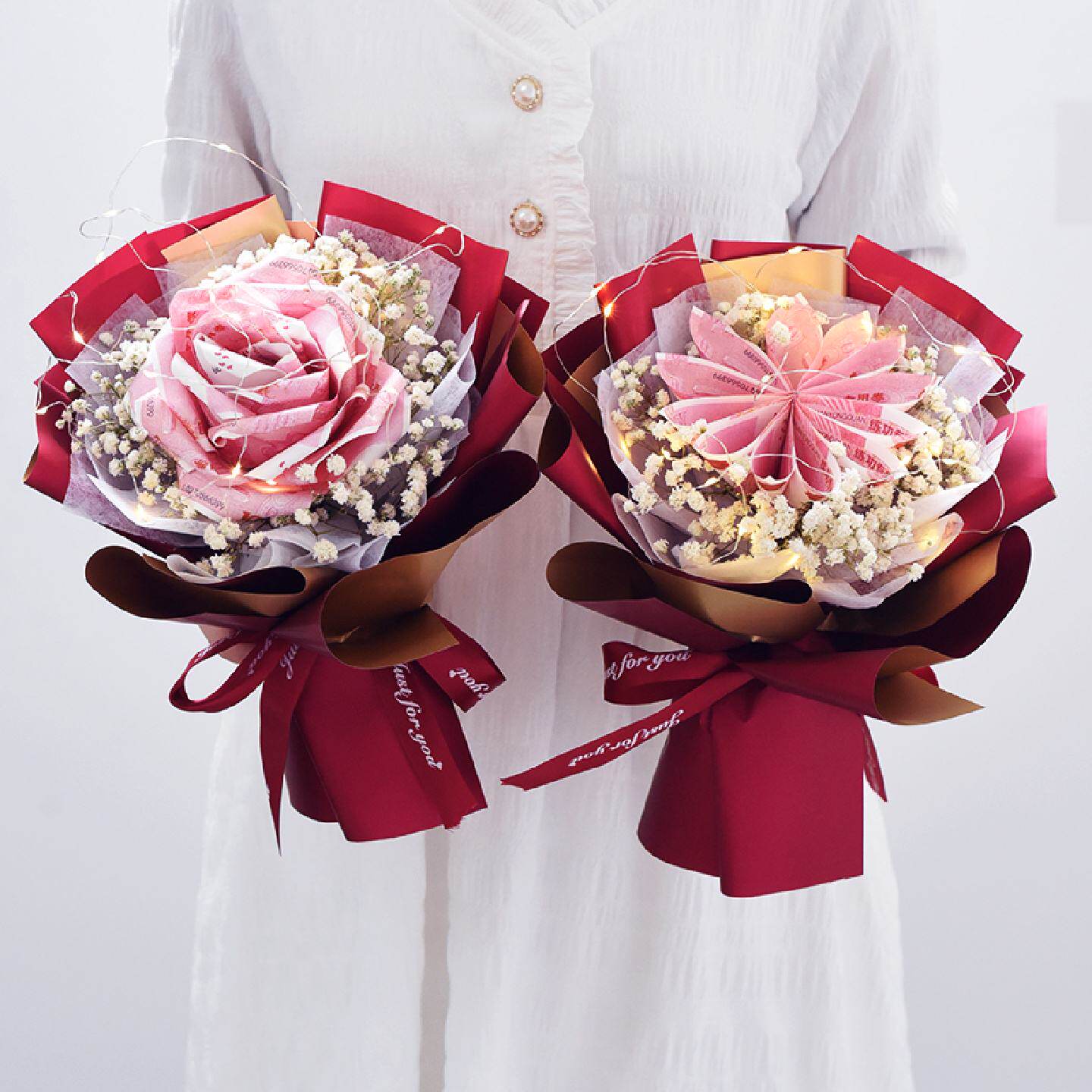有钱花束材料包纸花手工包钱花束生日表白创意礼物