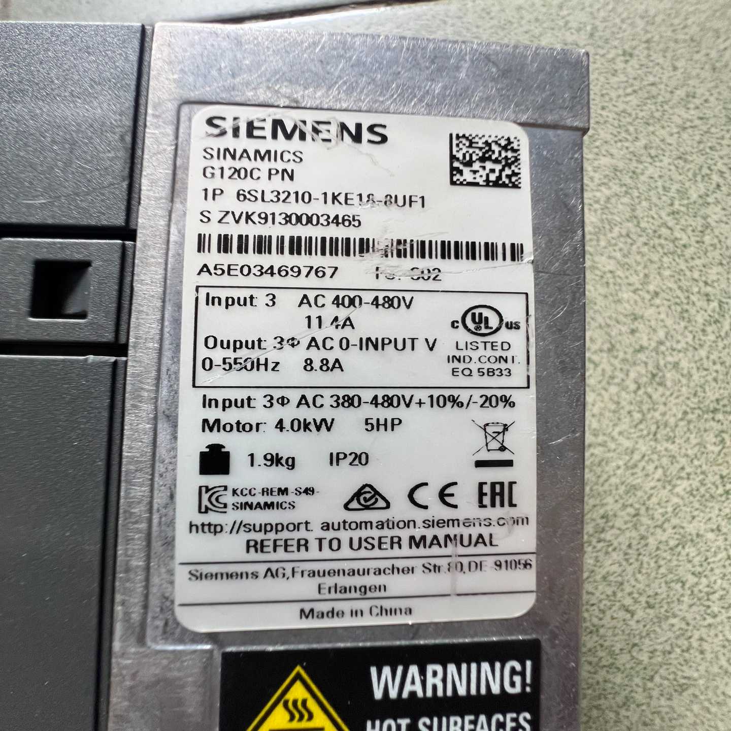 议价拆机西门子变频器6SL3210-1KE18-8UF1