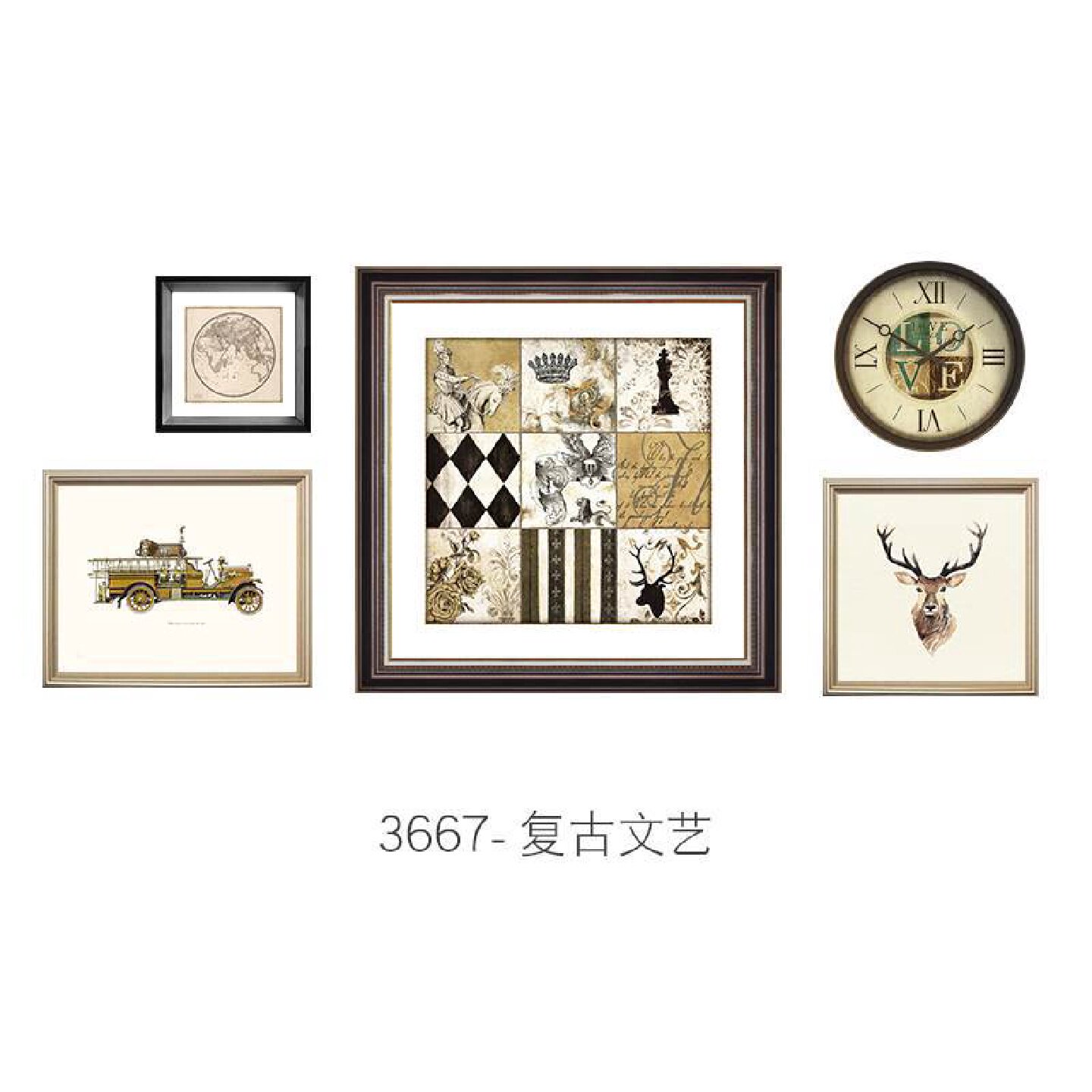 美式客厅装饰画沙发背景墙挂画简美田园餐厅墙面乡村复古组合壁画