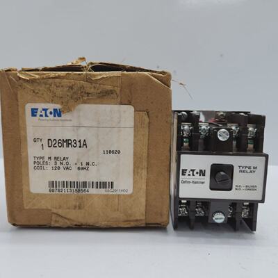 Eaton Cutler Hammer D26MR31A TYPE M Control Relay D26M2