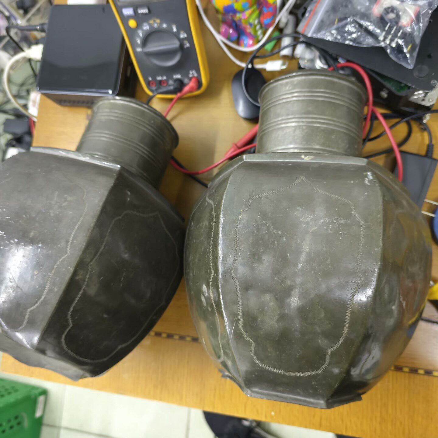民国六方瓮形锡制茶叶罐 老锡罐锡器,带盖高约29厘米,厚锡压--