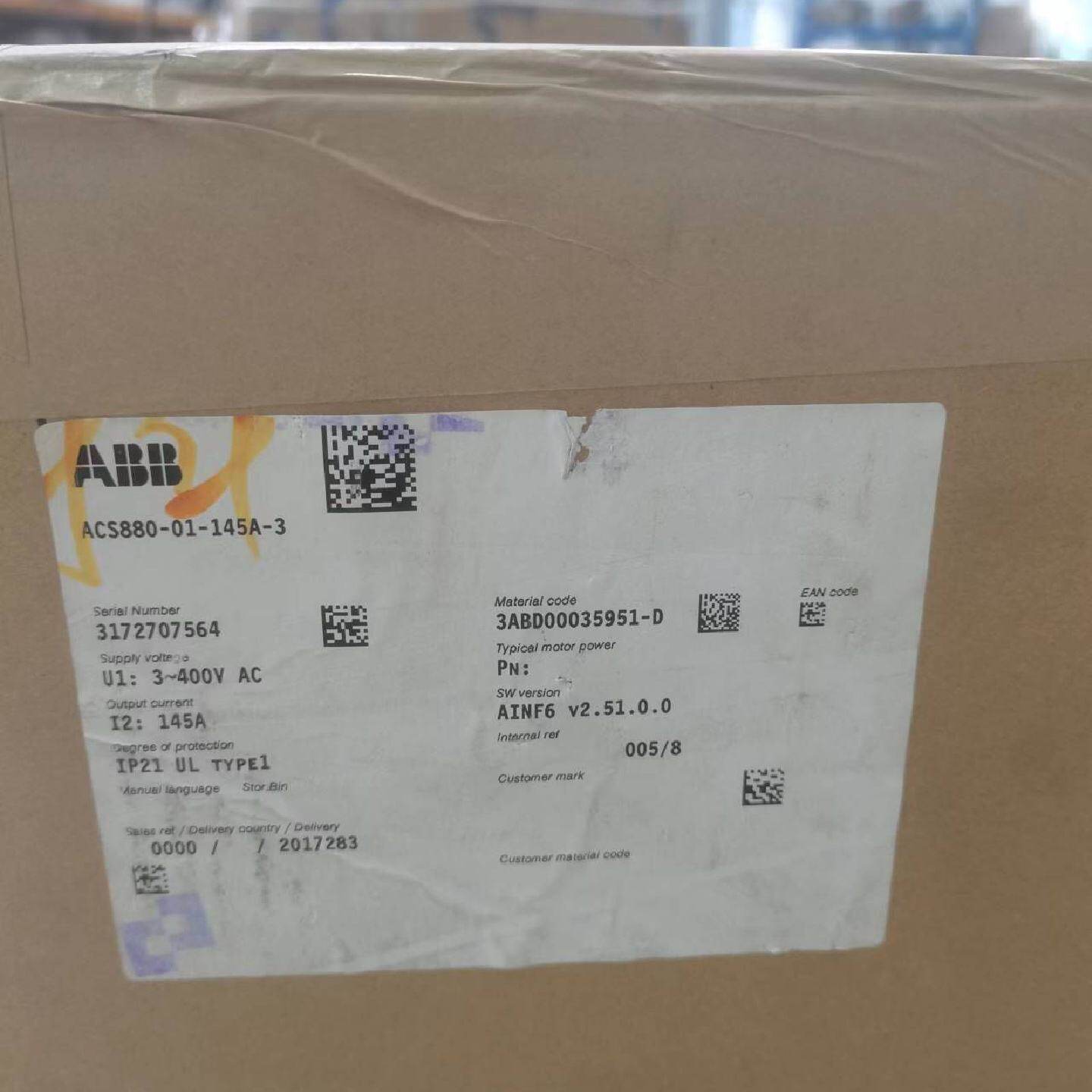 【议价】变频器ACS880-01-145A-3 75KW的适用475